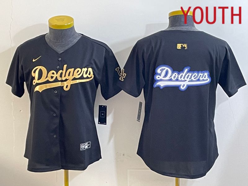 Youth Los Angeles Dodgers Blank Black Gold Game 2024 Nike MLB Jersey style 12095